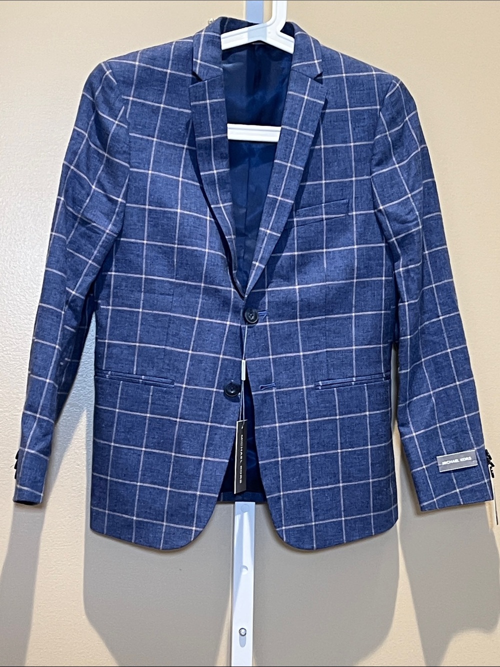 Michael Kors Navy Windowpane Sport Coat Blazer